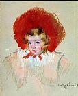 Red Canvas Paintings - Child with a Red Hat